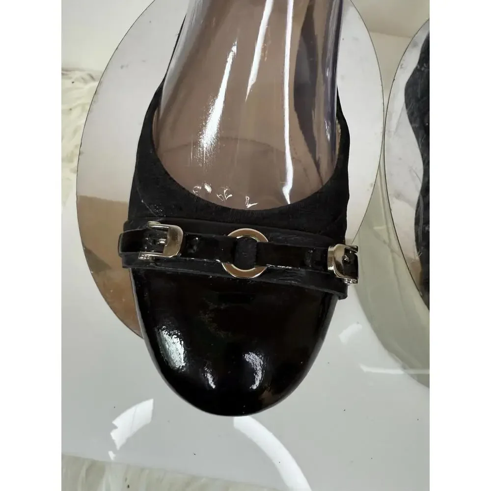 Nurture Women Ballet Flats Shoes‎ Sz 8.5 Black Cap Toe Leather Slip On Myriam